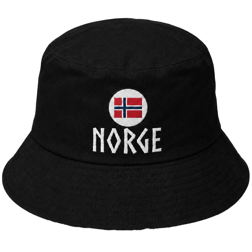 Bøttehatt Norge  i sort - Unisex 