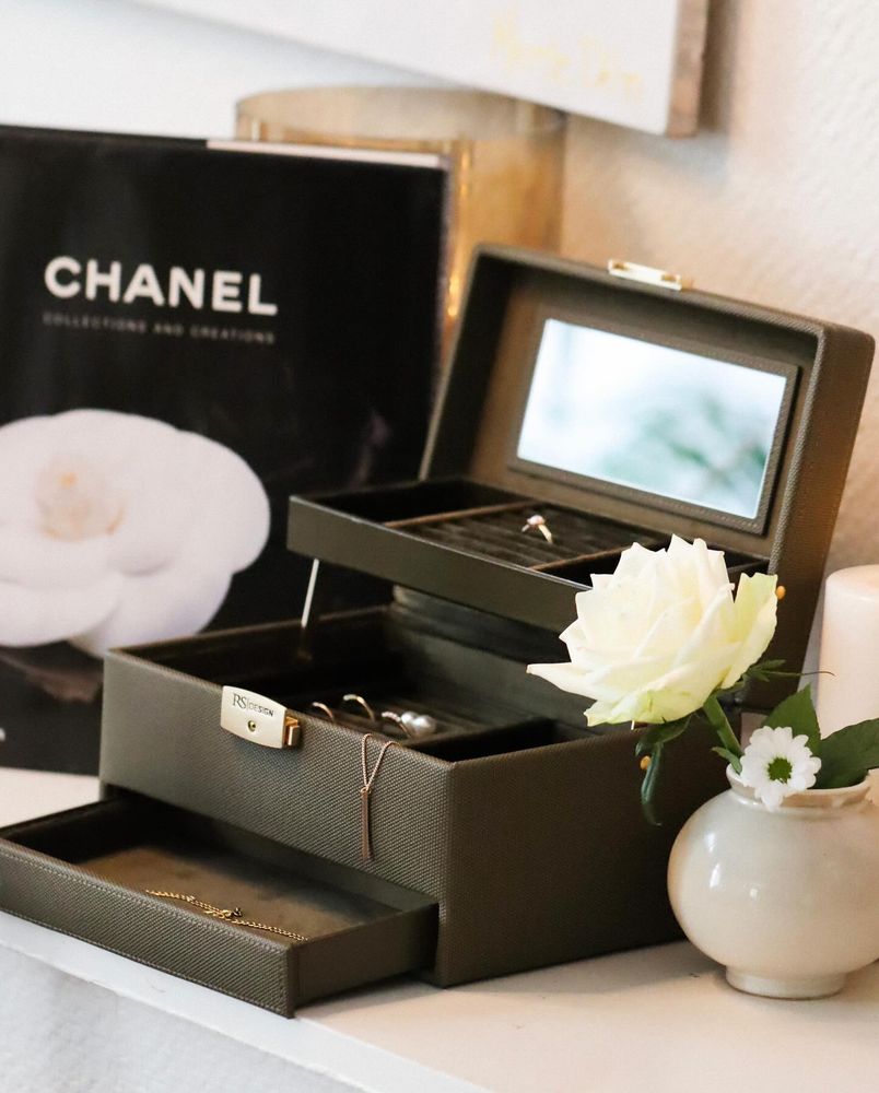 Ekslusivt Smykkeskrin i grønn imitert skinn