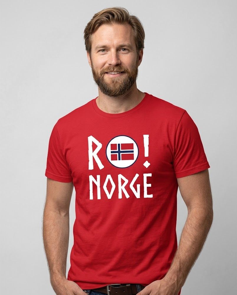 RO! Norge t-shirt i rød - Norsk supporter T-skjorte