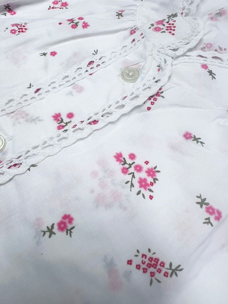 Elly skjorte til festdrakt rosa blomstret